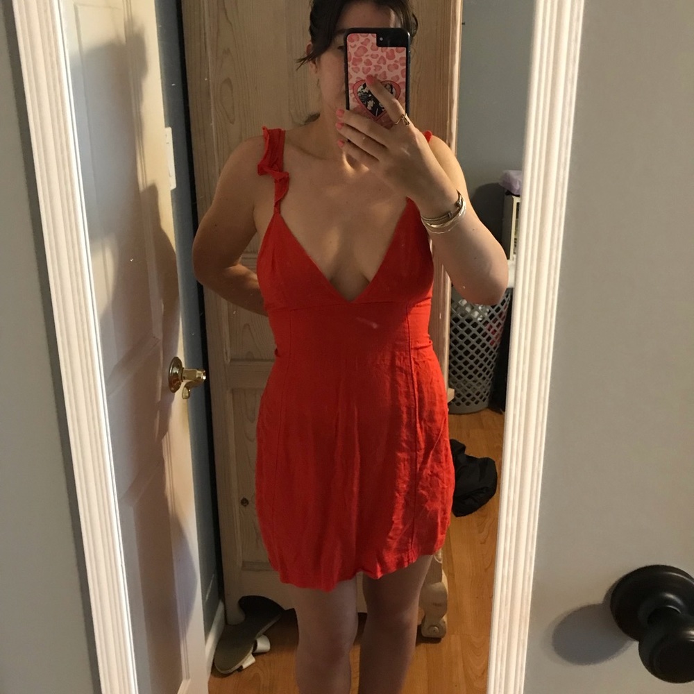 Orange Free People Linen/Cotton blend Summer Dress